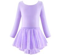 Generisch 2024 Vestido para niños, vestido festivo de princesa, manga larga, falda de ballet, vestidos de baile, tutú para bailarina, niñas, universidad, invierno, 2024, morado, 6-7 años