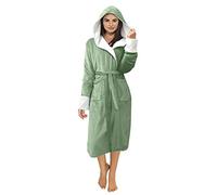 Generisch 2025 albornoz bufanda alargada albornoz ropa de casa ropa de manga larga abrigo sólido cálido chaqueta al aire libre mujer invierno impermeable, verde menta, L