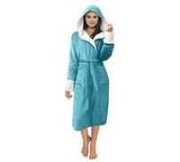 Generisch 2025 albornoz bufanda alargada albornoz ropa de casa ropa de manga larga abrigo sólido cálido chaqueta al aire libre mujer invierno impermeable, azul celeste, L