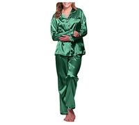 Generisch 2025 albornoz negro vestido de noche ropa interior largo suelto conjunto pijamas satén mujer conjunto sexy pijamas lencería conjunto rojo negro, verde, 4XL