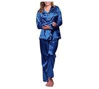 Generisch 2025 albornoz negro vestido de noche ropa interior largo suelto conjunto pijamas satén mujer conjunto sexy pijamas lencería conjunto rojo negro, azul, 5XL
