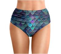 Generisch 2025 Bañador de verano para mujer, pantalones de bikini para mujer, pantalones de verano impresos, cintura larga, plisados, bañadores de playa de doble capa, triangulares, incontinencia