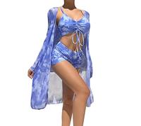 Generisch 2025 - Bikinis de cintura alta 2022 Sexy 3 piezas Bikini Conjunto de Encubrir Traje de Baño para Mujer Manga Larga Push Up Traje de Baño Beach Wear Traje de Baño Libre Salvaje Camiseta sin