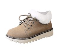 Generisch 2025 Botas con cordones con forro polar con ribete sintético, talla grande, punta redonda, suela gruesa, botas cálidas para, caqui, 40 EU