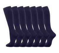 Generisch 2025 Calcetines de compresión 7 pares para mujeres y hombres, calcetines hasta la rodilla de circulación, la mejor ayuda para correr, andar en bicicleta, calcetín con suela de algodón, azul