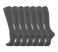 Generisch 2025 Calcetines de compresión 7 pares para mujeres y hombres, calcetines hasta la rodilla de circulación, la mejor ayuda para correr, andar en bicicleta, calcetín con suela de algodón, gris