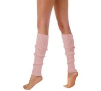 Generisch 2025 - Calentadores de los años 80 y 90 para mujer, calcetines de pierna de ribete neón, elegantes accesorios, calcetines de lana de oveja de alpaca con fluorescencia multicolor tejida, Rosa