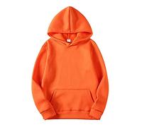 Generisch 2025 - Camiseta de invierno con capucha, color liso, suave, blusa Jack, naranja, 3XL