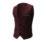 Generisch 2025 - Chaleco de boda de ocio de negocios para hombre con cuello en v sin mangas chaleco de chaqueta estrecha chaleco para hombre, rojo, XL