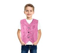 Generisch 2025 - Chaleco de danza para niños y niñas con lentejuelas Jazz Hip Hop Street Dance Jacket Stage Performance Party Cintura Abrigo Pijama Niño Corto, Rosa., 10-12 años