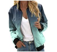 Generisch 2025 Chaqueta casual ligera para mujer con cremallera con estampado floral abrigo cuello alto ropa deportiva corta para exteriores con cremallera tops chaqueta de peluche para mujer, verde