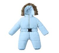 Generisch 2025 Chaqueta gruesa de invierno para niño con capucha, abrigo de bebé mameluco, ropa de abrigo infantil, chaqueta de barro 86, azul celeste, 6-9 meses