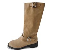 Generisch 2025 Comercio Exterior Más Tamaño Hebilla Adelgazante Versátil Temperamento Cómodo Cultura Retro Moda Botas Largas Botas Negras Hombres 45, caqui, 41 EU