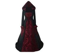 Generisch 2025 con capucha Swing Dress Print Retro Art Long Sleeve Tie Waist Cosplay Disfraces para niños, rojo, L