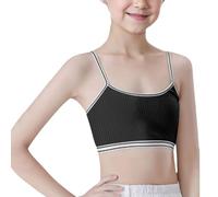 Generisch 2025 Crop Top BH Niñas Sin Costuras Sujetador Deportivo Entrenamiento Blanco Adolescente Sujetador Camisola Estilo Ligero Sin Costuras Niños Camiseta Interior 140, Negro , 10-13 años