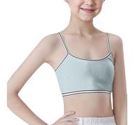 Generisch 2025 Crop Top BH Niñas Sin Costuras Sujetador Deportivo Entrenamiento Blanco Adolescente Sujetador Camisola Estilo Ligero Sin Costuras Niños Camiseta Interior 140, azul, 10-13 años
