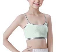 Generisch 2025 Crop Top BH Niñas Sin Costuras Sujetador Deportivo Entrenamiento Blanco Adolescente Sujetador Camisola Estilo Ligero Sin Costuras Niños Camiseta Interior 140, Verde claro., 10-13 años
