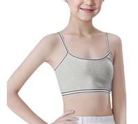 Generisch 2025 Crop Top BH Niñas Sin Costuras Sujetador Deportivo Entrenamiento Blanco Adolescente Sujetador Camisola Estilo Ligero Sin Costuras Niños Niñas Slip 152, gris, 11-14 años