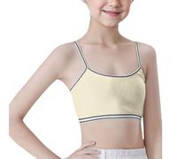 Generisch 2025 Crop Top BH Niñas Sin Costuras Sujetador Deportivo Entrenamiento Blanco Adolescente Sujetador Camisola Estilo Ligero Sin Costuras Niños Niñas Slip 152, amarillo, 10-13 años