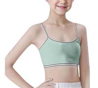 Generisch 2025 Crop Top BH Niñas Sin Costuras Sujetador Deportivo Entrenamiento Blanco Adolescente Sujetador Camisola Estilo Ligero Sin Costuras Niños Camiseta Interior 140, verde, 9-12 años