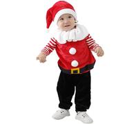 Generisch 2025 - Disfraz de Papá Noel para niños, 4 piezas, con sombrero, atuendo festivo para niños, fiesta de vacaciones, ropa de rendimiento (rojo, 4-5 años)