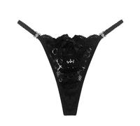 Generisch 2025 Europa América Lencería De Encaje Tanga De Gran Tamaño Ropa Interior Transparente, Negro , L