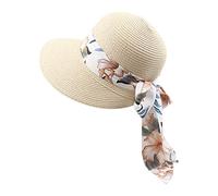 Generisch 2025 - Gorra de béisbol para mujer UPF50 con disco de paja plegable, rollo solar, gorro de playa de verano, camiseta de tirantes con sujetador integrado, beige, Talla única
