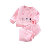 Generisch 2025- Grueso Niños Pequeños Invierno Fuzzy Fleece Niños Niñas Coral Terciopelo Niñas Conjunto de Ropa de Hogar para Niños Traje de Navidad, Rosa., 4-5 años