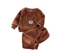 Generisch 2025- Grueso Niños Pequeños Invierno Fuzzy Fleece Niños Niñas Coral Terciopelo Niñas Conjunto de Ropa de Hogar para Niños Traje de Navidad, café, 12-18 meses