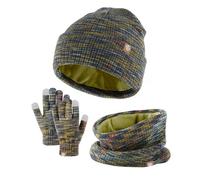 Generisch 2025 guantes bufanda conjunto niña niño niños sombreros con pom punto calentador de cuello polaina manoplas forro polar conjunto gorro bebé nudo, verde, talla única