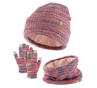Generisch 2025 guantes bufanda conjunto niña niño niños sombreros con pom punto calentador de cuello polaina manoplas forro polar conjunto gorro bebé nudo, Rosa intenso., Talla única