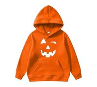 Generisch 2025 Halloween Niños Halloween Sudadera con Capucha Estampado Suéter Suéter Suave Cómodo Ropa Infantil Casual Manga Larga Top, naranja, 9-10 años