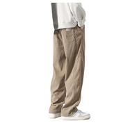 Generisch 2025 Hombres con cordón elástico cintura elástica pierna recta bolsillos pantalones de hombre Jack &, caqui, S