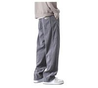 Generisch 2025 Hombres con cordón elástico cintura elástica pierna recta bolsillos pantalones de hombre Jack &, gris, S