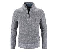 Generisch 2025 Hombres Cuello estrecho Color sólido Media Cremallera Suelo de punto Camisa Suéter Chaqueta de forro polar Abrigo Hombre, gris, 3XL