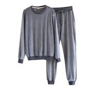 Generisch 2025 Hombres Moda Invierno Cálido Hogar Gran Elástico Manga Larga Pareja Isla Suéter Terciopelo Pijama de Fibra Ultrafina Chaleco con Manga, gris, XXL