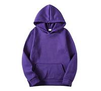 Generisch 2025 Hombres Mujeres Blusas Camisa Invierno Casual Sudadera con Capucha Color Sólido Suéter Top Suave Blusa con Capucha, morado, L