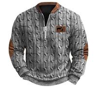 Generisch 2025 Invierno Moda Hombre Talla Grande Informal 3D Impresión Digital Jersey de Punto Tela Cremallera Media Manga Redonda Sudadera con Capucha Niños Leopardo, Gris claro., M