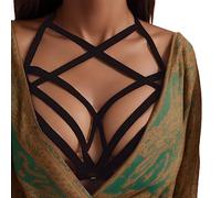 Generisch 2025 Jaula Mujeres Sexy Bustier Sujetador Vendaje Out Top Sujetador Sin Tirantes Hueco Elástico Lencería Seducir, Negro , M