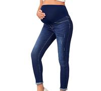 Generisch 2025 Jeggings - Pantalones vaqueros de embarazo para mujer - Jersey en toda la superficie - Rasgado - Stretch - Pantalones ajustados de mezclilla para hombre, azul, S