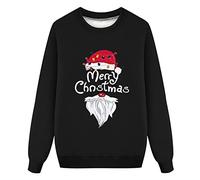 Generisch 2025- Mamá feo suéter de Navidad Top Conjunto Familiar Navidad O Sudadera de manga larga sudadera estampada franela pijama mujer invierno, Negro , L