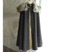 Generisch 2025 Moda Cuello Cloak Largo Cloak Invierno Show Disfraz Hombre Abrigo Negro Negro, gris, XXL
