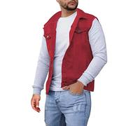 Generisch _2025 Moda Ocio Alta Calle Color Sólido Hebilla Slim Denim Jcket Chaleco Chaleco Sillín Occidental, rojo, 3XL