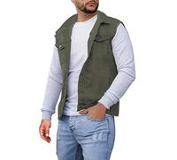 Generisch _2025 Moda Ocio Alta Calle Color Sólido Hebilla Slim Denim Jcket Chaleco Chaleco Sillín Occidental, Verde militar., 3XL
