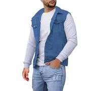 Generisch _2025 Moda Ocio Alta Calle Color Sólido Hebilla Slim Denim Jcket Chaleco Chaleco Sillín Occidental, azul, XXL