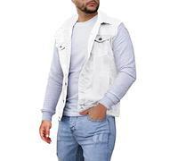 Generisch 2025 Moda Ocio Alta Calle Color Sólido Hebilla Slim Denim Jcket Chaleco Chaleco Sillín Occidental, Blanco, M