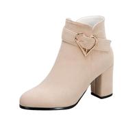 Generisch 2025 Modelo Overseas Trade Forro Polar Puntera Redonda Talla Grande/Invierno Modelo Rojo Zapatos de Tacón Alto Zapatos Mujer Sexy Rojo, caqui, 40 EU
