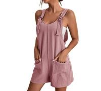 Generisch 2025 Mono de mujer con correa para el hombro, pantalones cortos, cuello redondo, pelele con bolsillo, chándal de maternidad para mujer, Rosa., M