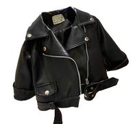 Generisch -2025 Motocicleta Niñas Bonito Estilo Cool Cremallera Grande Chaqueta de Cuero Chaqueta Invierno Moda Top Niño Adulto, Bk1, 3-4 años