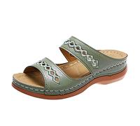 Generisch 2025 - Mujer Verano Color sólido Deslizamiento Casual Open Toe Cuñas Suelo Suave Transpirable Zapatillas Zapatos Sandalias Zapatos Negro Mujer 42, verde, 38 EU